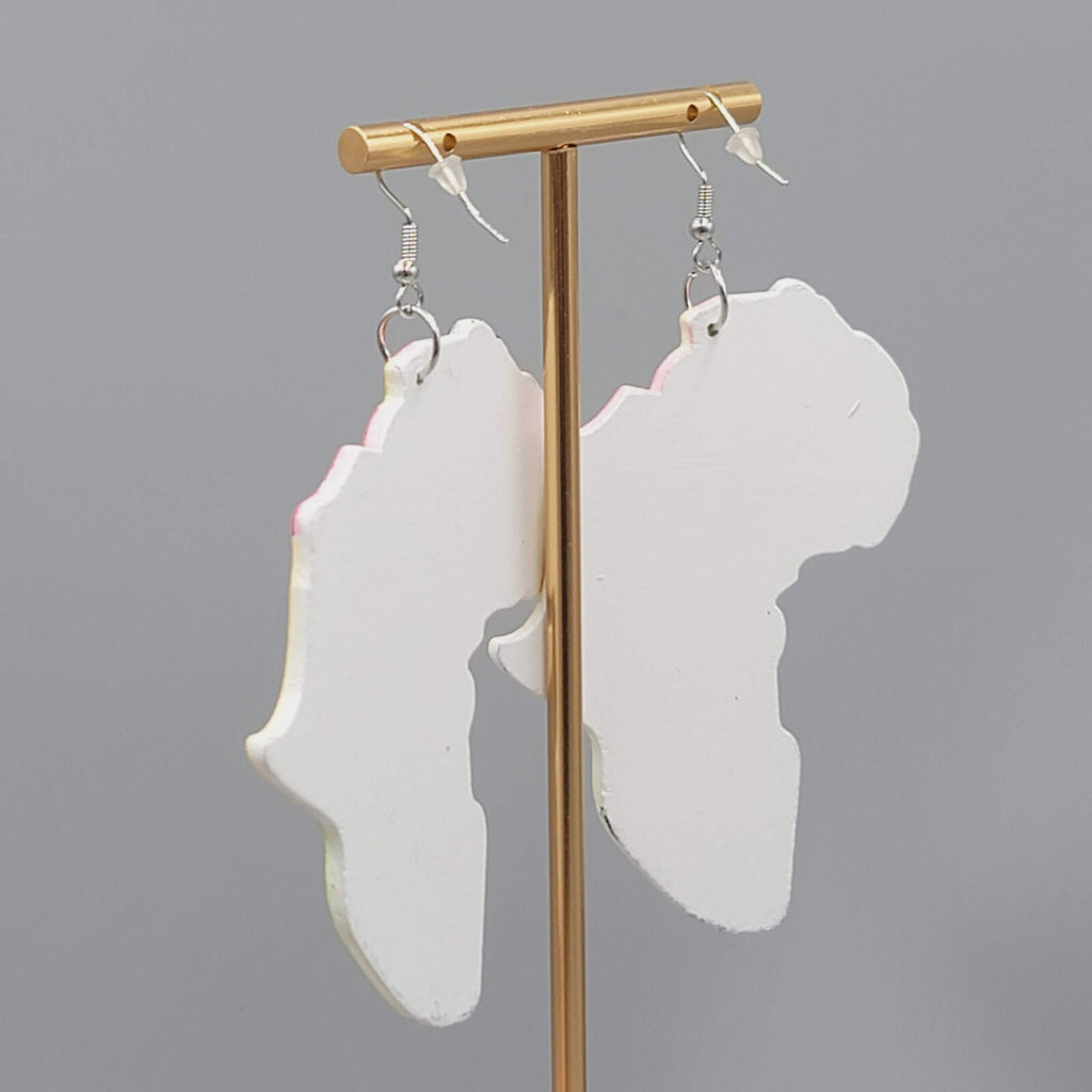 Africa Large Statement Pierced Earrings Wood 3"