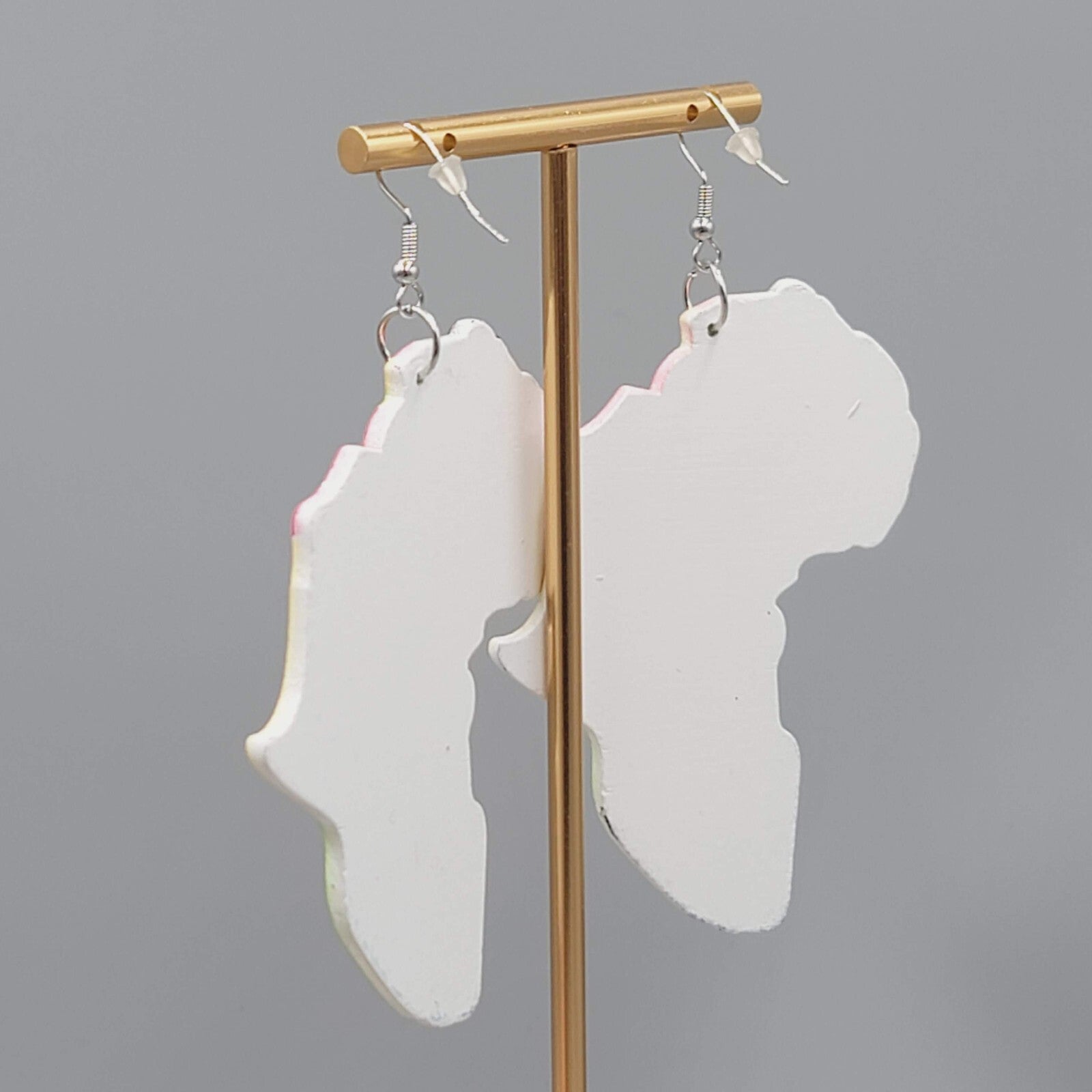Africa Large Statement Pierced Earrings Wood 3"