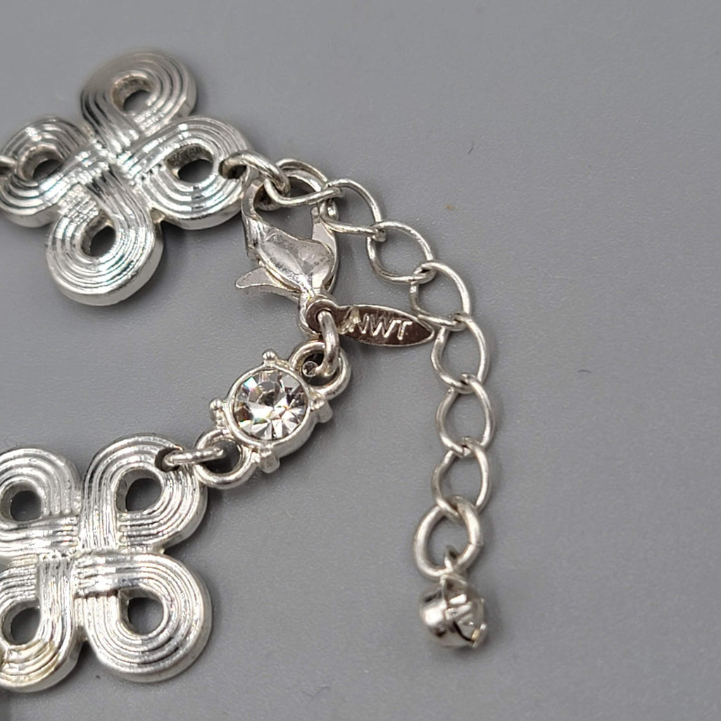 Ann Taylor Bracelet Silver Tone Crystal Accent Adjustable Toggle Chain 8 Inch NW
