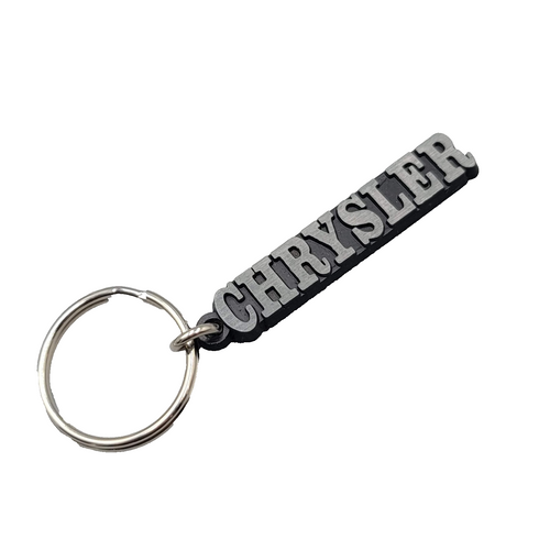 Chrysler Logo Keychain Key Ring Key Fob Black Silver tone Metal