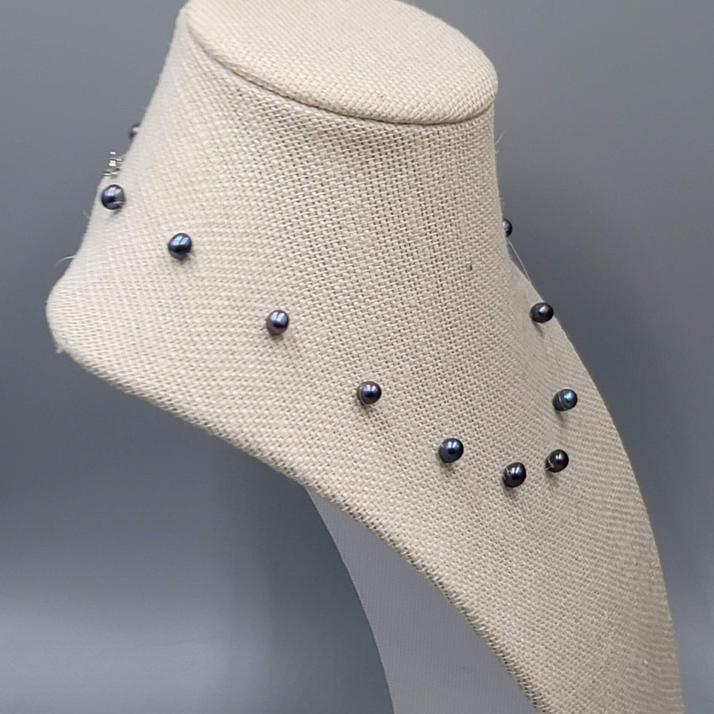 Floating Peacock Pearl Station Necklace 16"