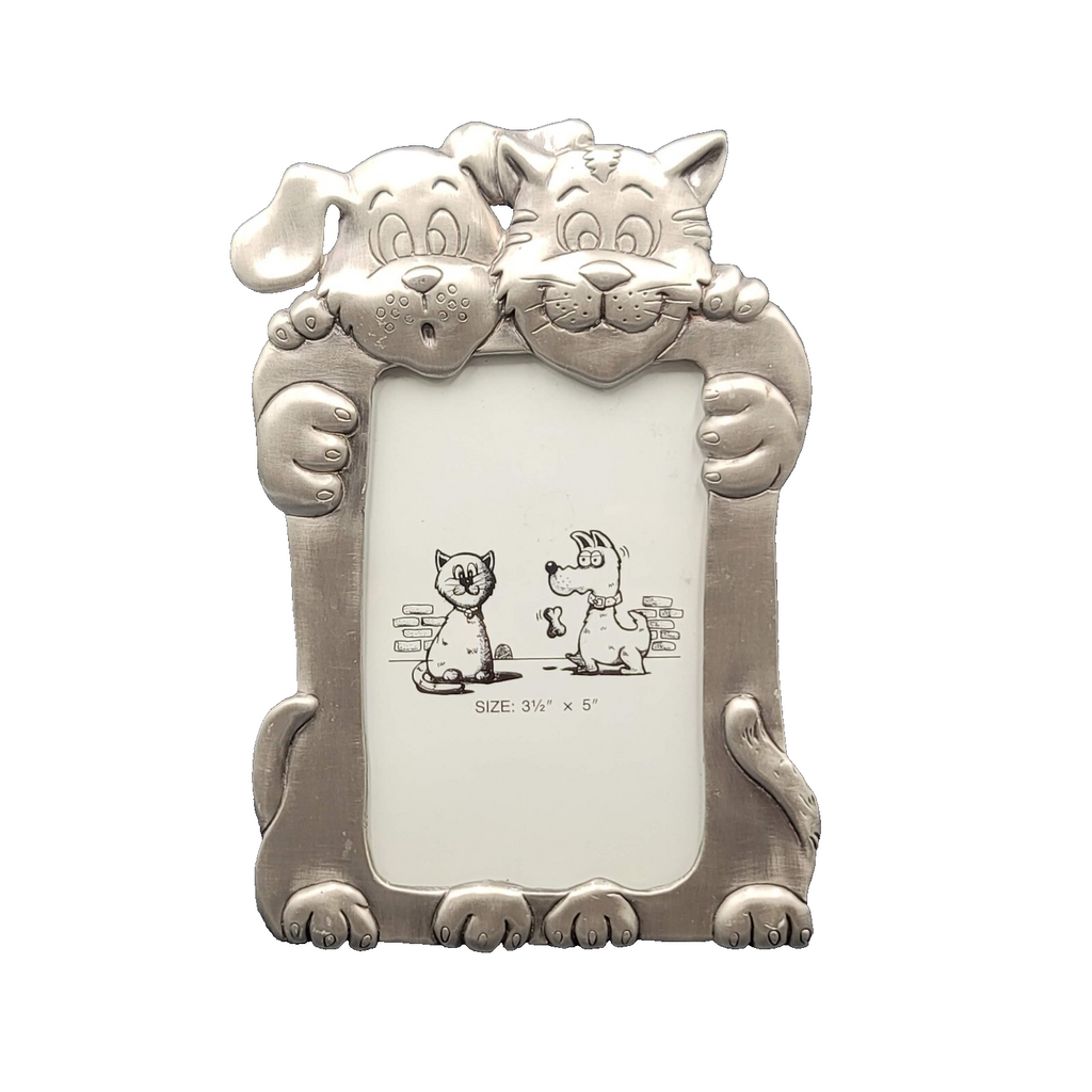 Molded Metal Pet Photo Picture Frame Puppy Dog Kitty Cat 3 1/2" x 5"
