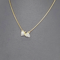 Vintage Strawberries Pendant Necklace Gold tone Rhinestone 15" Estate Costume