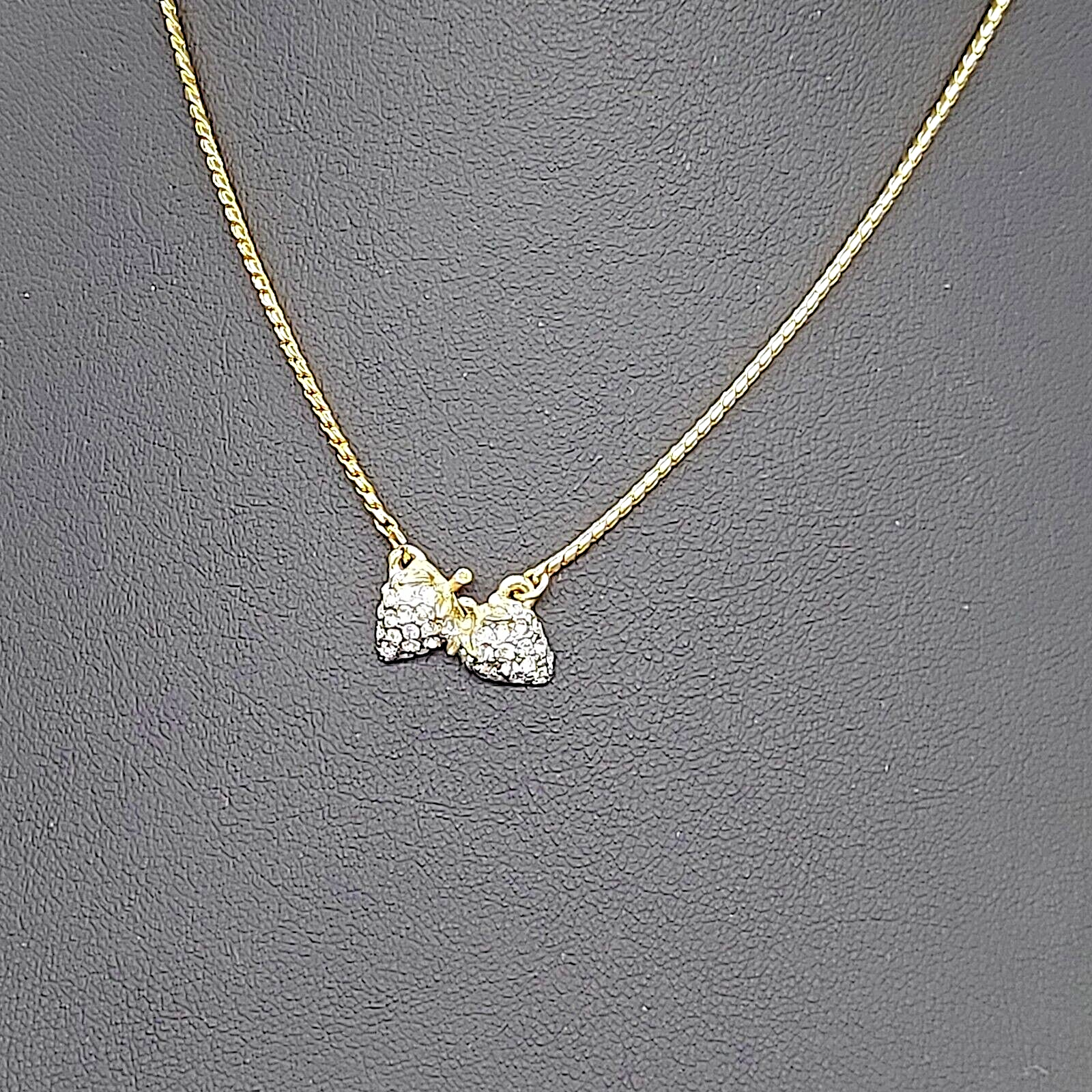 Vintage Strawberries Pendant Necklace Gold tone Rhinestone 15" Estate Costume