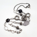 Long NY Black and Gray Necklace Eclectic Bead 42"+