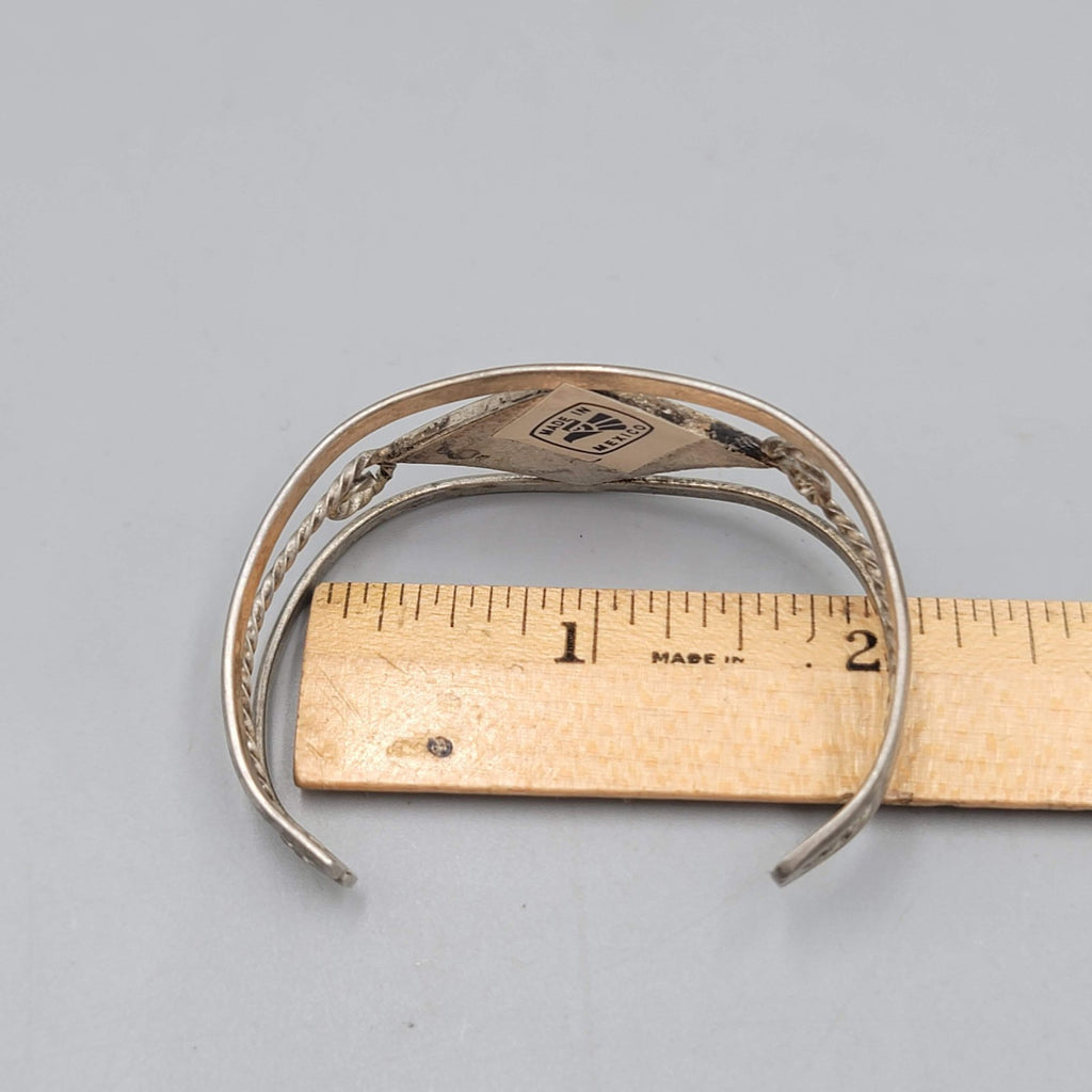 Alpaca Silver Vintage Mexico Cuff Bracelet Mother of Pearl  Abalone Shell Inlay