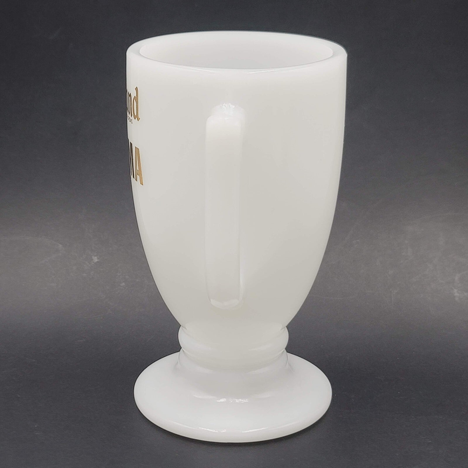 Vintage Disneyland Walt Disney Productions Gold Text Milk Glass Mug GRANDMA