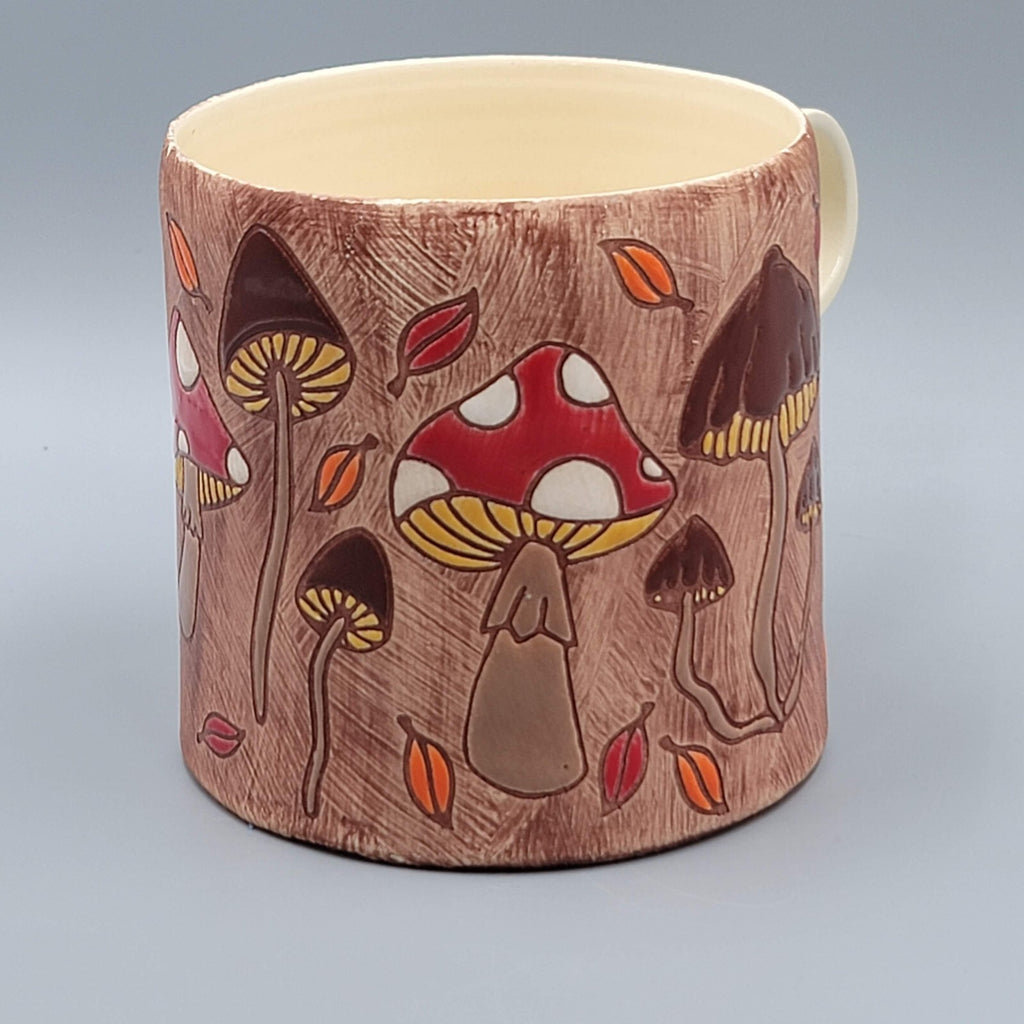 Vintage Handmade Mushroom Coffee Mug Pottery Hand Painted