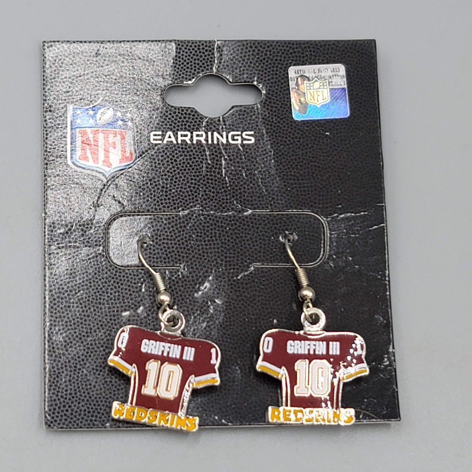NFL Griffin Redskins Pierced Earrings Enamel Silver tone Dangle 3/4"