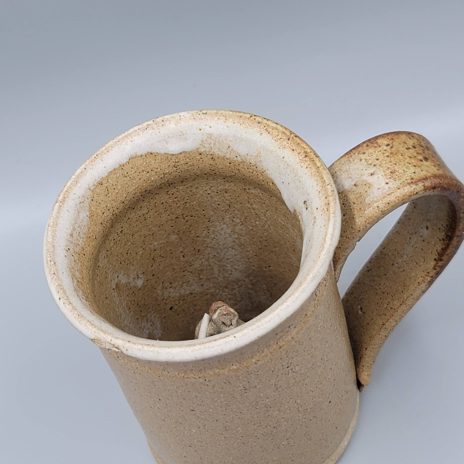 Vintage Pottery Coffee Mug with Hidden Surprise Figure Inside Cup