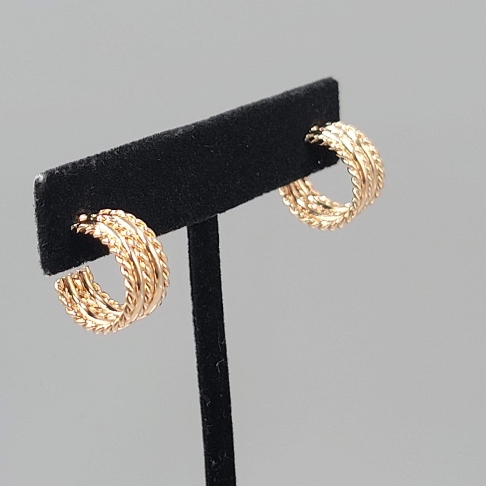 Wide Hoop Pierced Earrings Gold Plated Hoops 1/2"