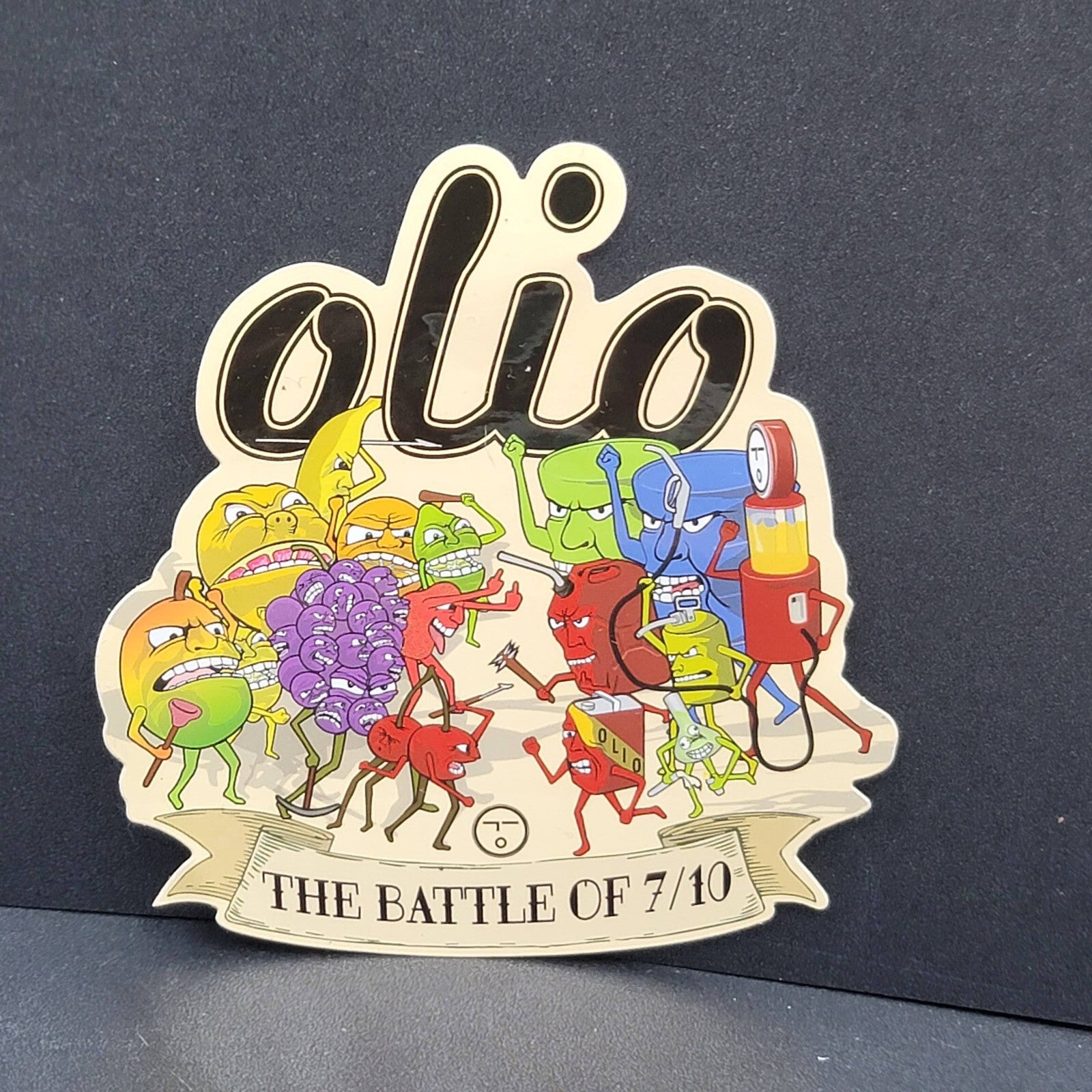 Olio Sticker The Battle of 710 Fruits vs gases 4.75" x 4.5"