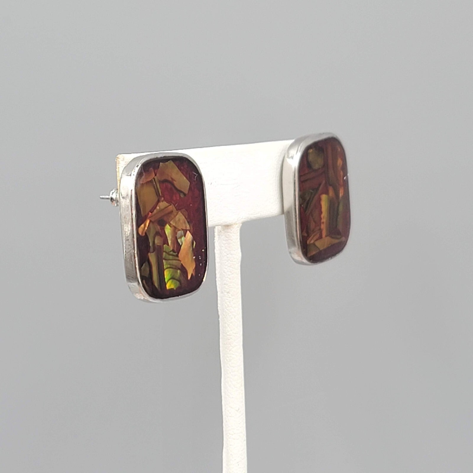 Multicolor Resin Confetti Pierced Earrings Silver tone Drop 1"