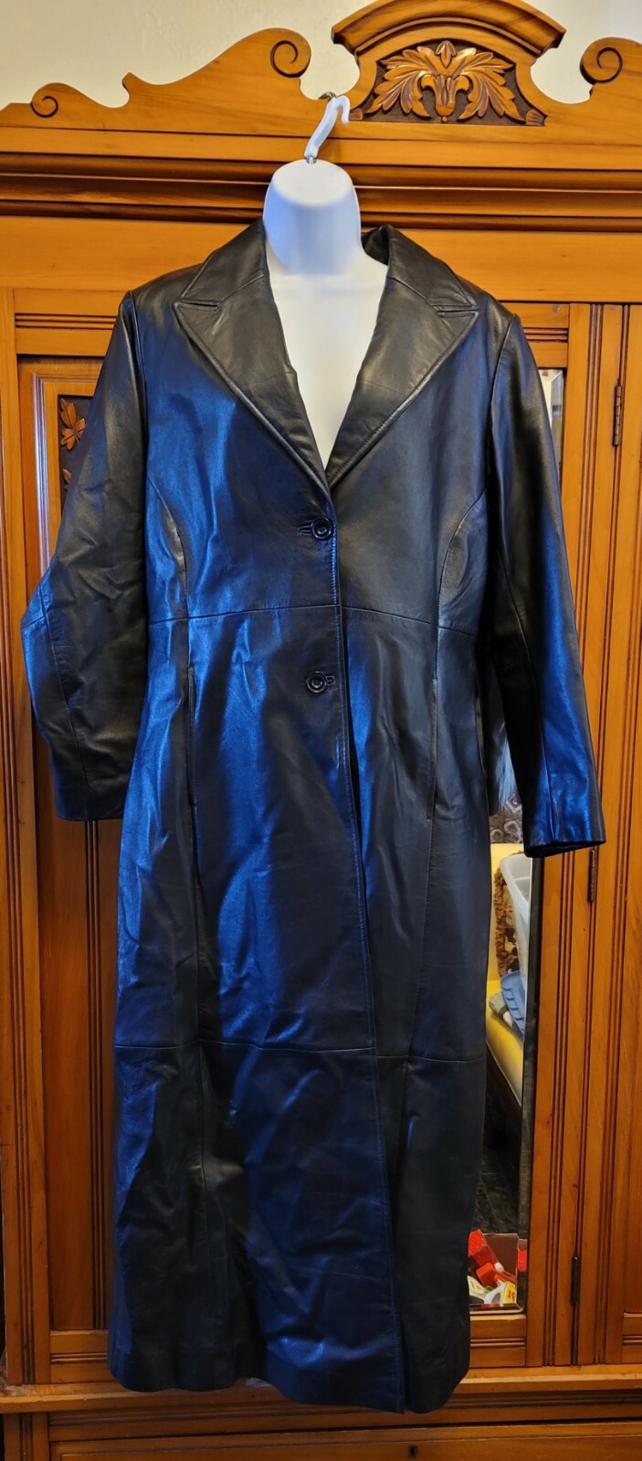 Vintage Olmes Trench Coat M Black Leather Jacket Matrix