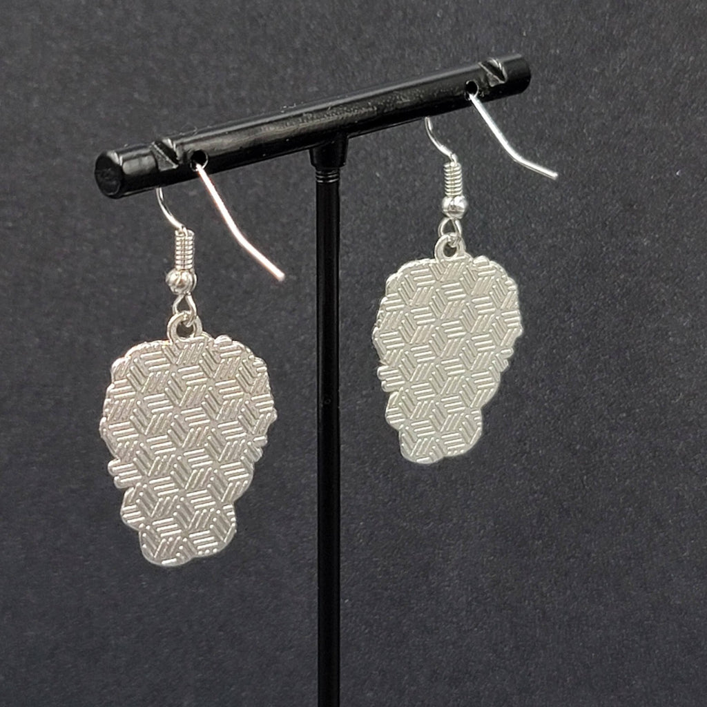 Beetlejuice Pierced Earrings Enamel Silver tone Horror Movie Dangle 1.25" FS