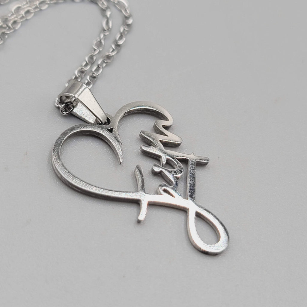 Faith Heart Pendant Necklace Silver tone New Chain 18"+