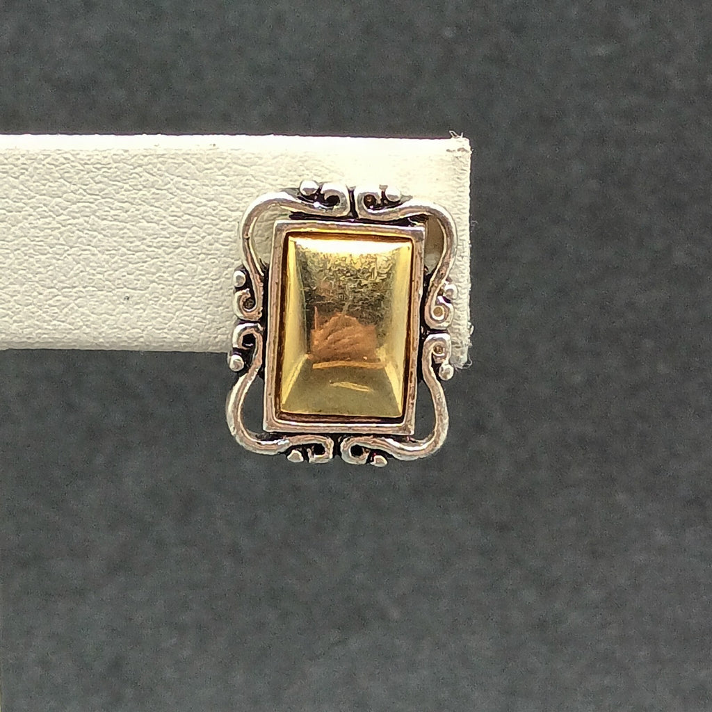 Avon Pierced Earrings Two tone Rectangle Magnetic Drop 3/4"