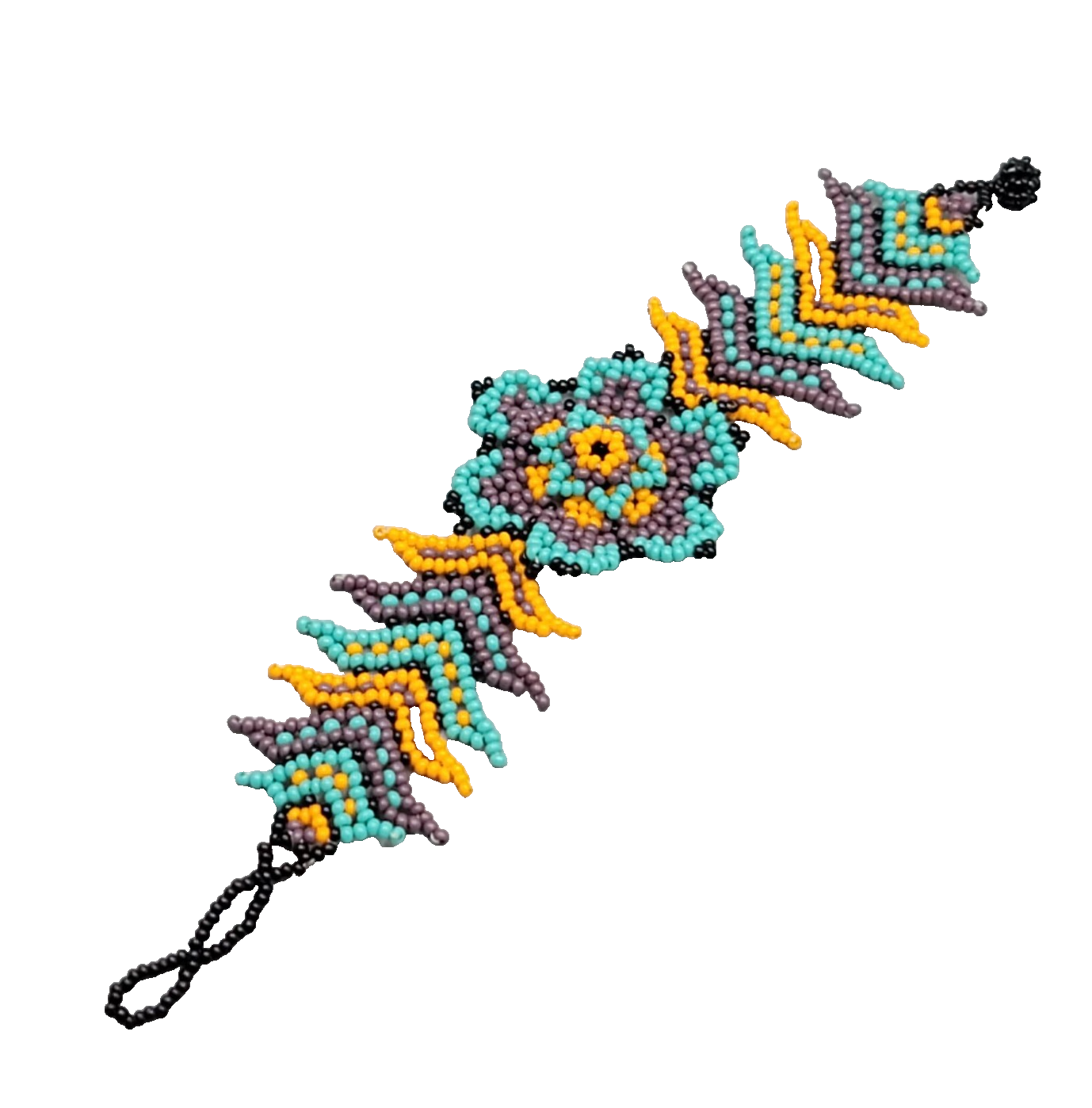 Flower Seed Bead Bracelet Purple Blue Yellow Black Adj