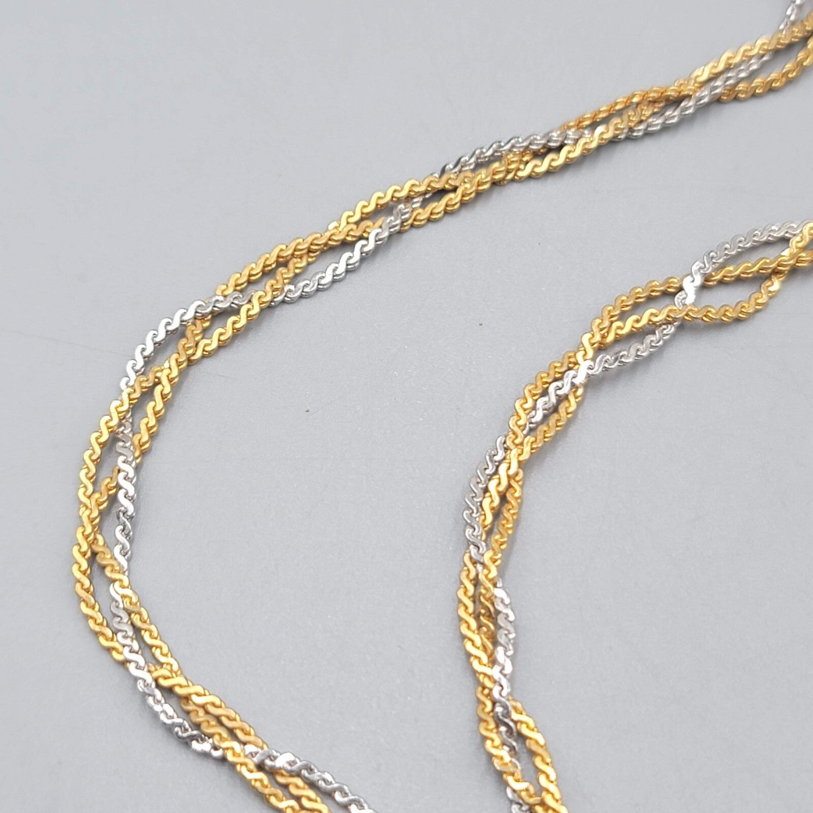 Vintage Braided Serpentine Chain Necklace Two Toned Gold & Silver 26"