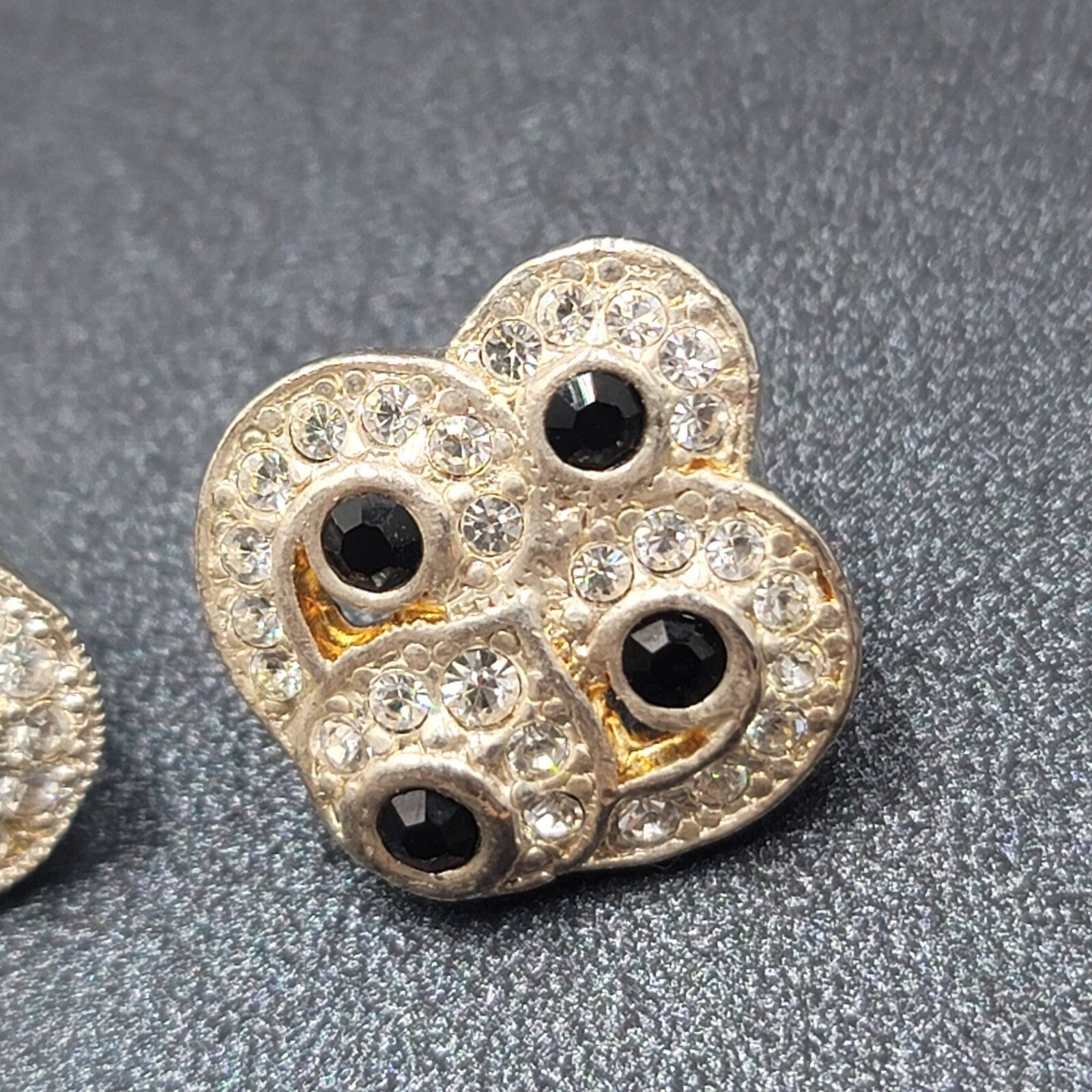 Vintage Pierced Earrings Silver Plated Crystal Rhinestone Studs 3/4"