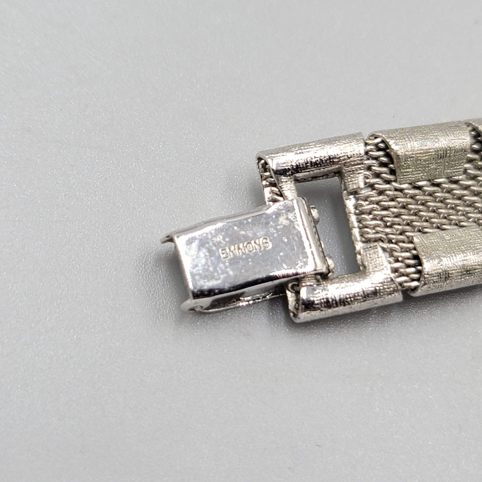 Vintage Emmons Bracelet Silver tone Etched Panel 6.75 in
