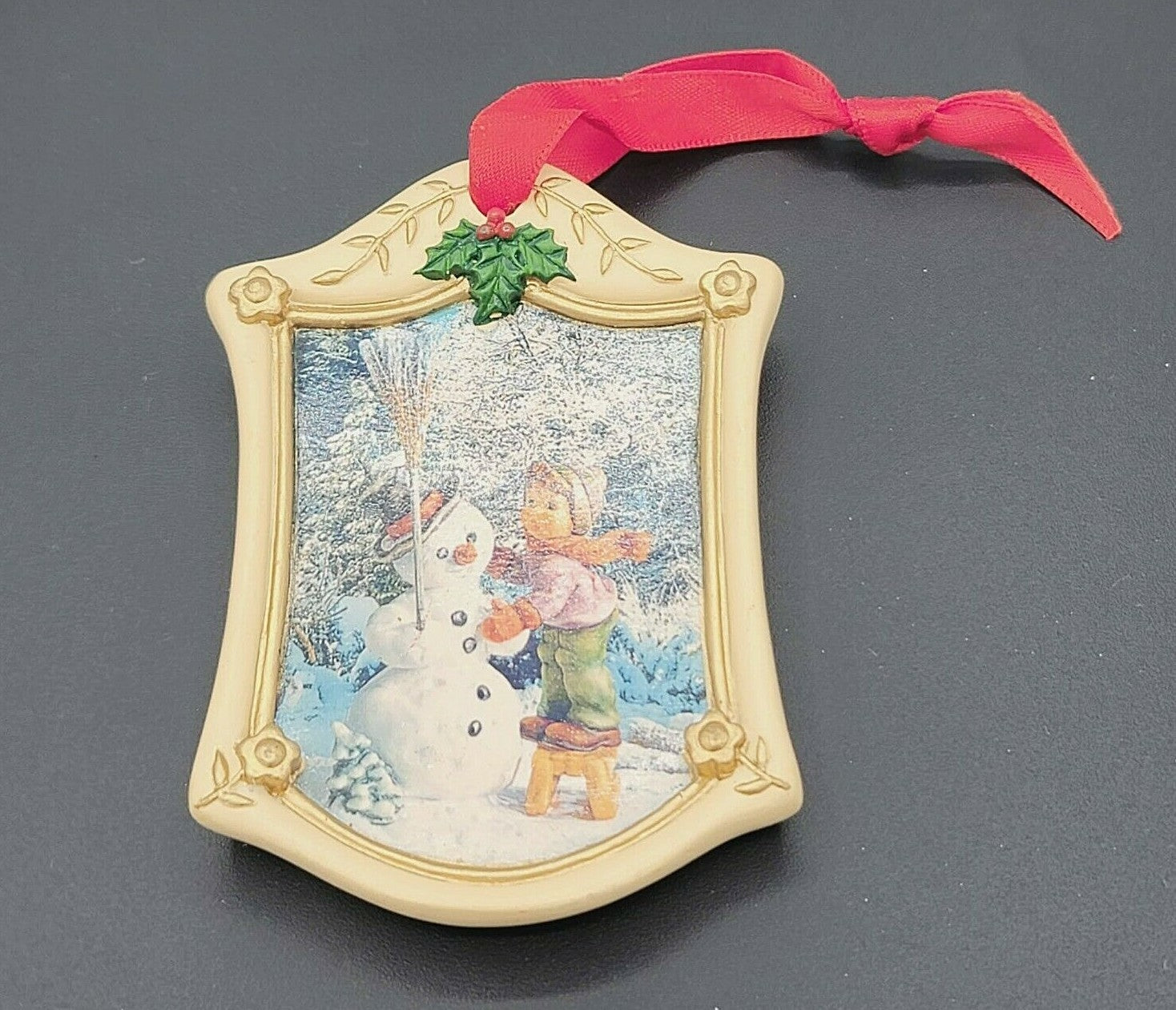 The Hummel Gold Christmas Ornament Collection Boy Snowman Frame 3.5"