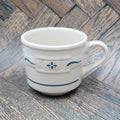 Longaberger Pottery Coffee Mug Blue White Made USA Handle Microwave Safe