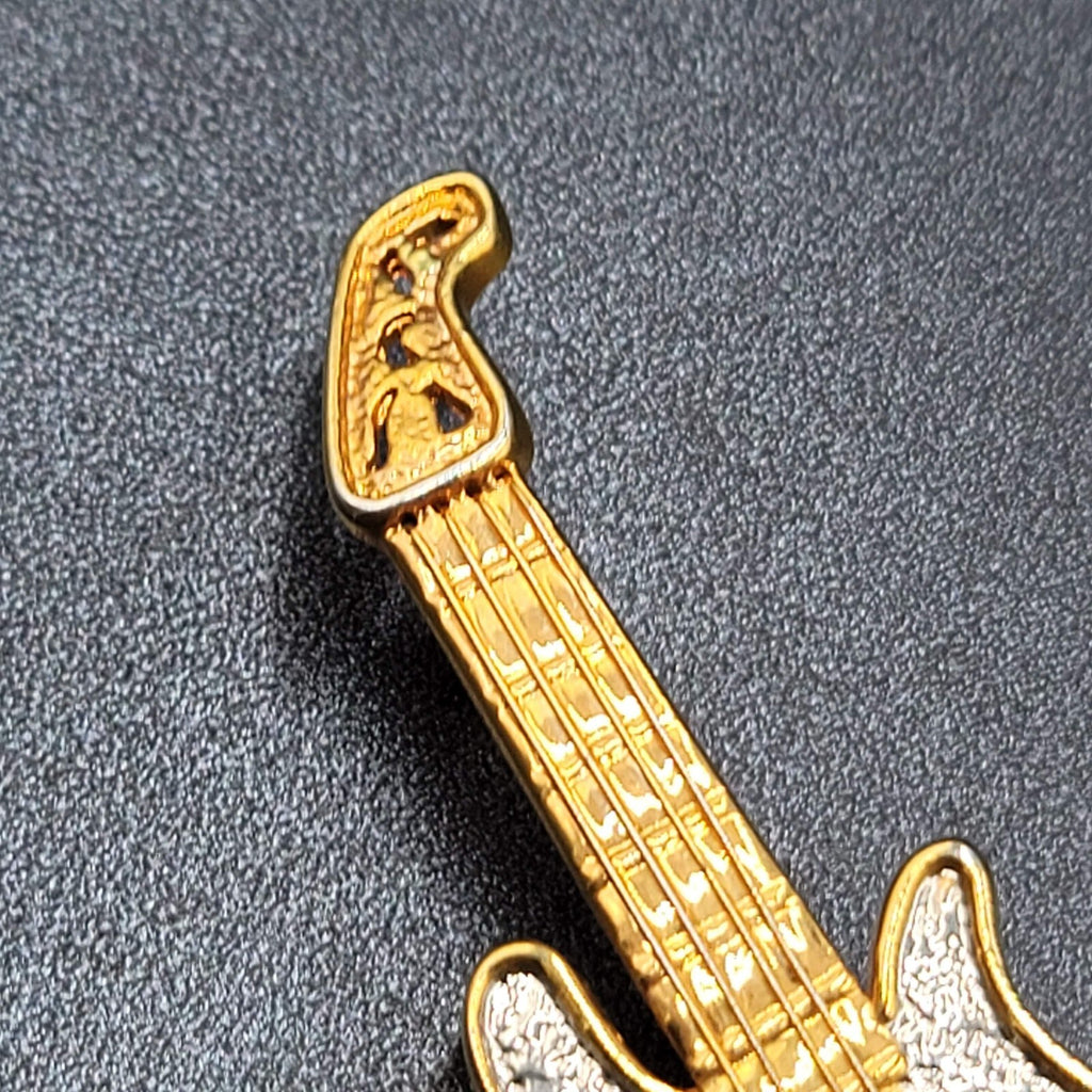 Electric Guitar Pin Brooch Gold and Silver tone 3"