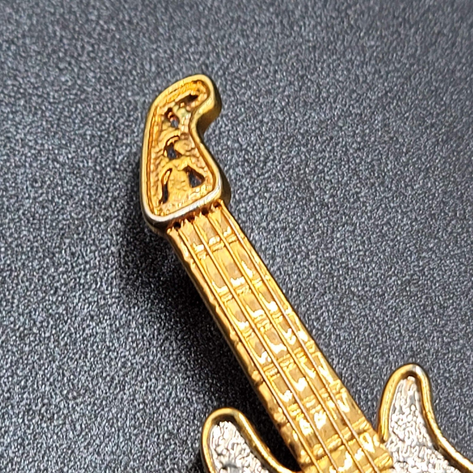 Electric Guitar Pin Brooch Gold and Silver tone 3"