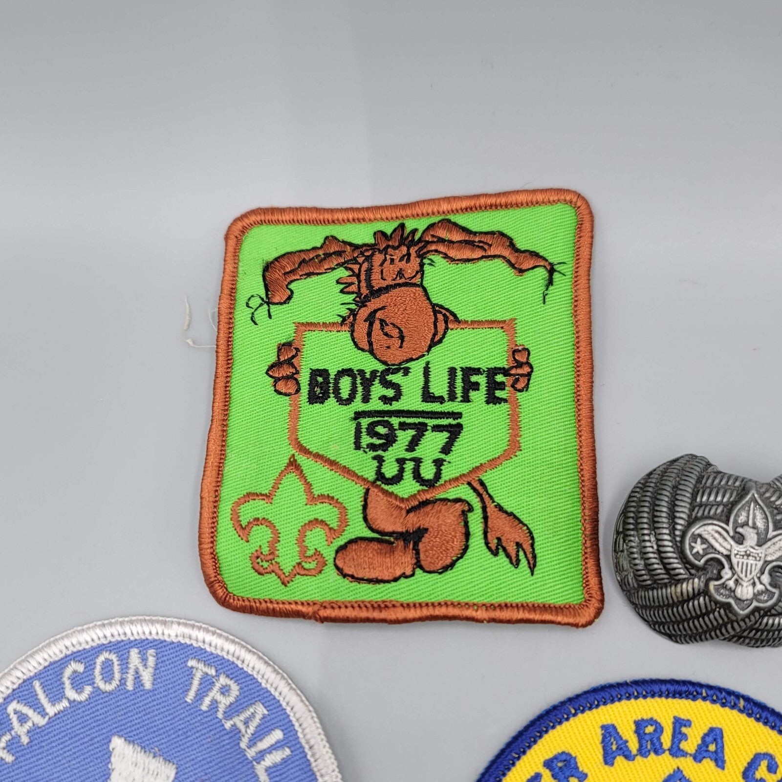 Vintage 1970s Boy Scouts Lot Patches Handmade Bolos Tie Slide