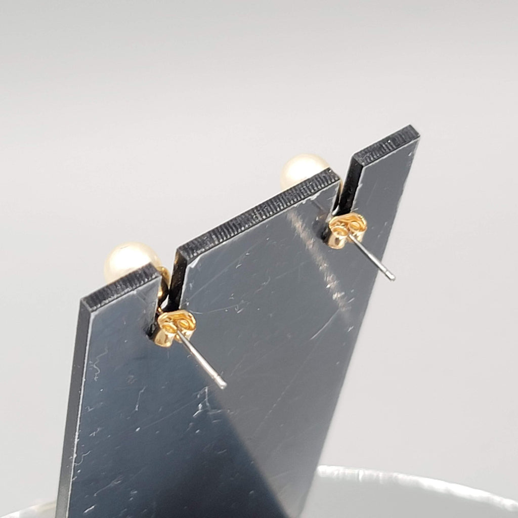 Pearl Cubic Zirconia Pierced Earrings Studs 3/8 in