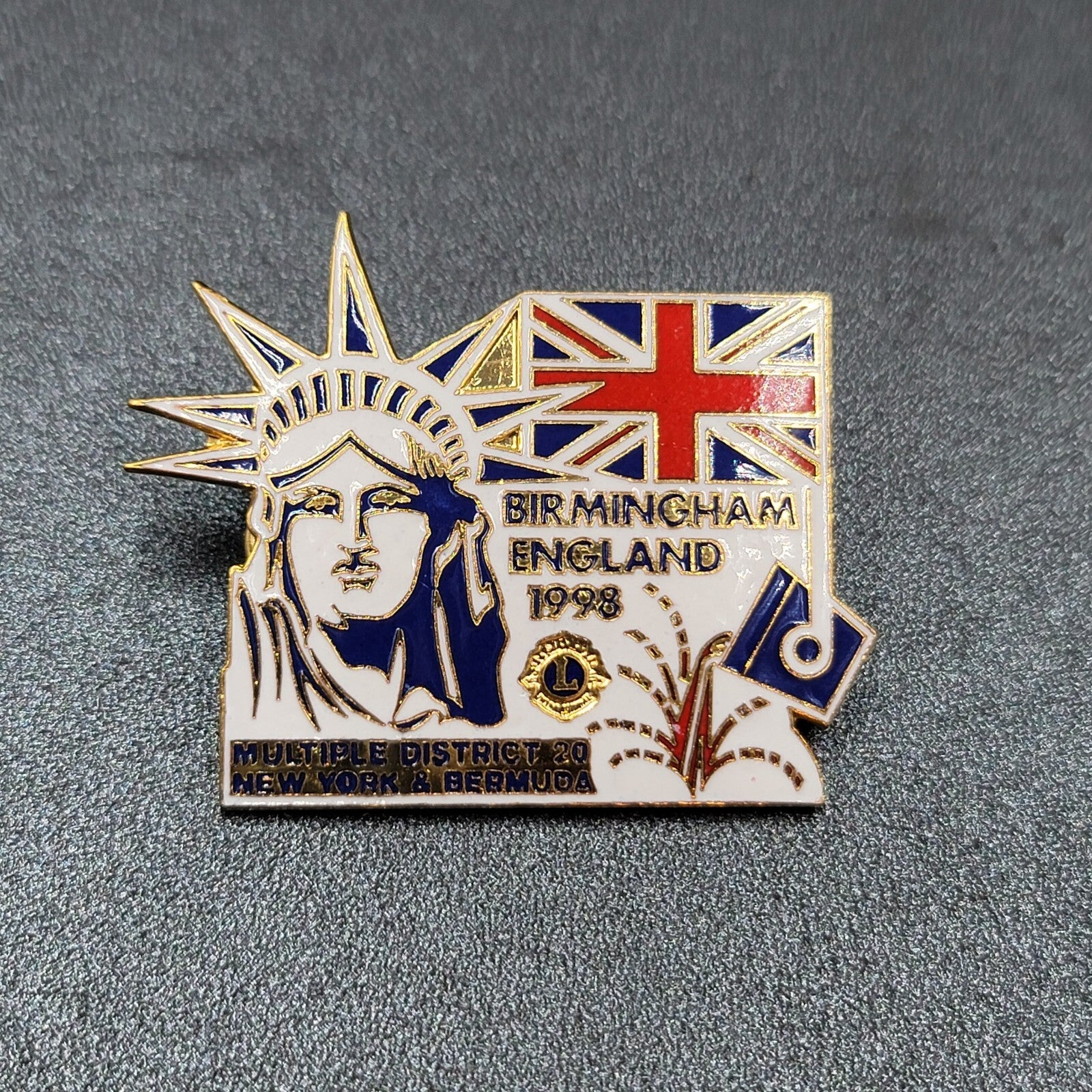 Lions Club Pin District 20 New York Bermuda 1998 Birmingham England Liberty