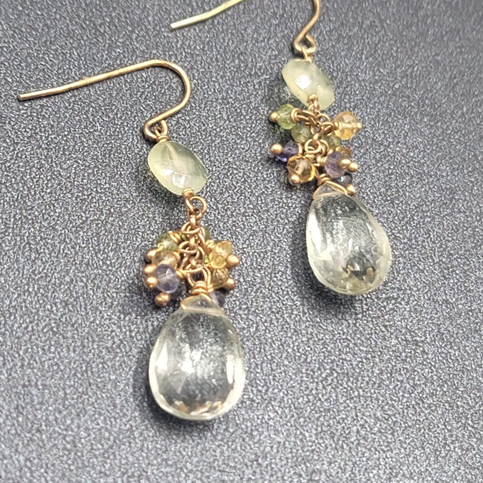 Pierced Earrings Multicolor Crystal Bead Dangle 1.5"