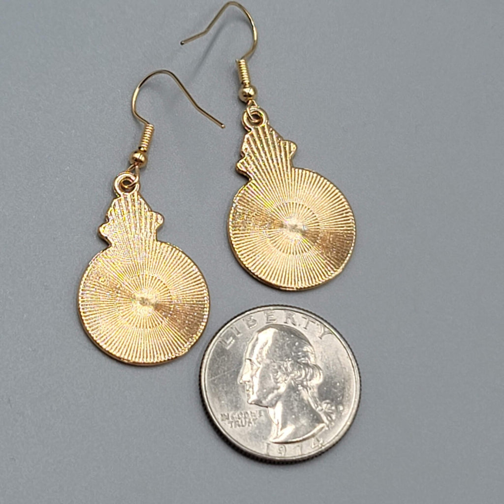 Potion Black Cat Pierced Earrings Enamel Gold tone Dangle New 1 1/8"