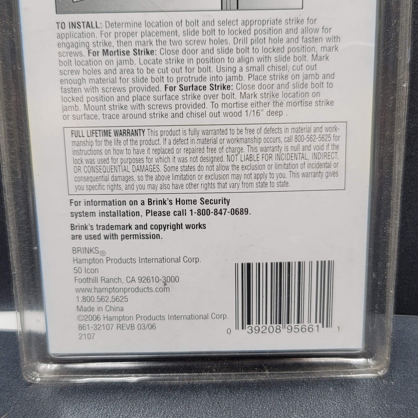 Brinks Hardware Brass Surface Bolt 5661 3 in NEW