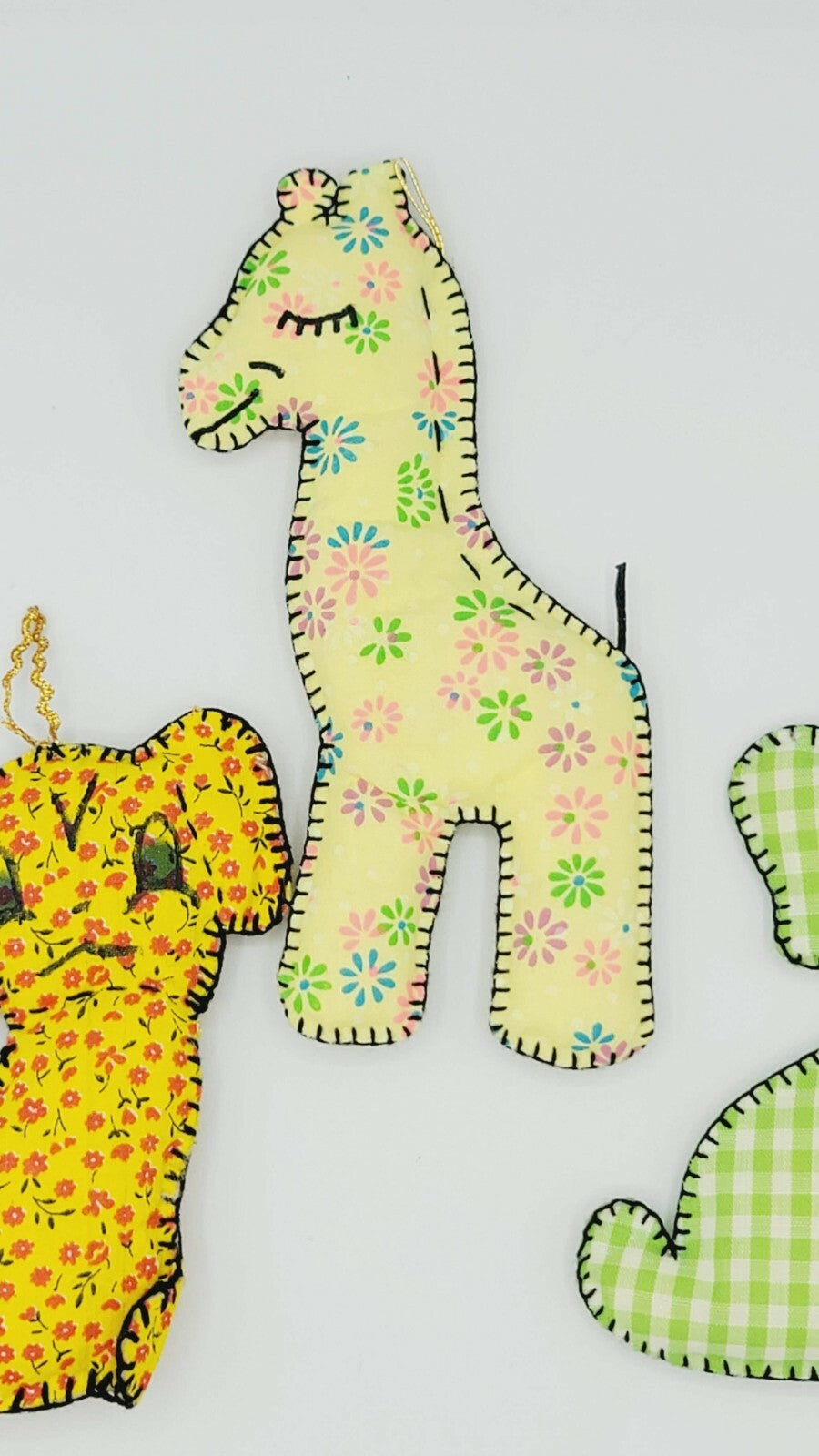 Vintage Plush Ornaments Handmade Giraffe Dogs Lot of 3 Baby