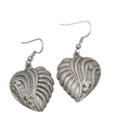 Vintage EGE Pewter Heart Pierced Earrings Dangle 1.25"