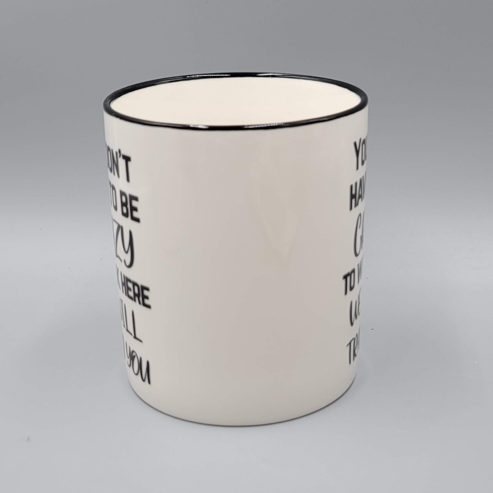 Mecal Funny Work Coffee Mug Black White Crazy Ceramic