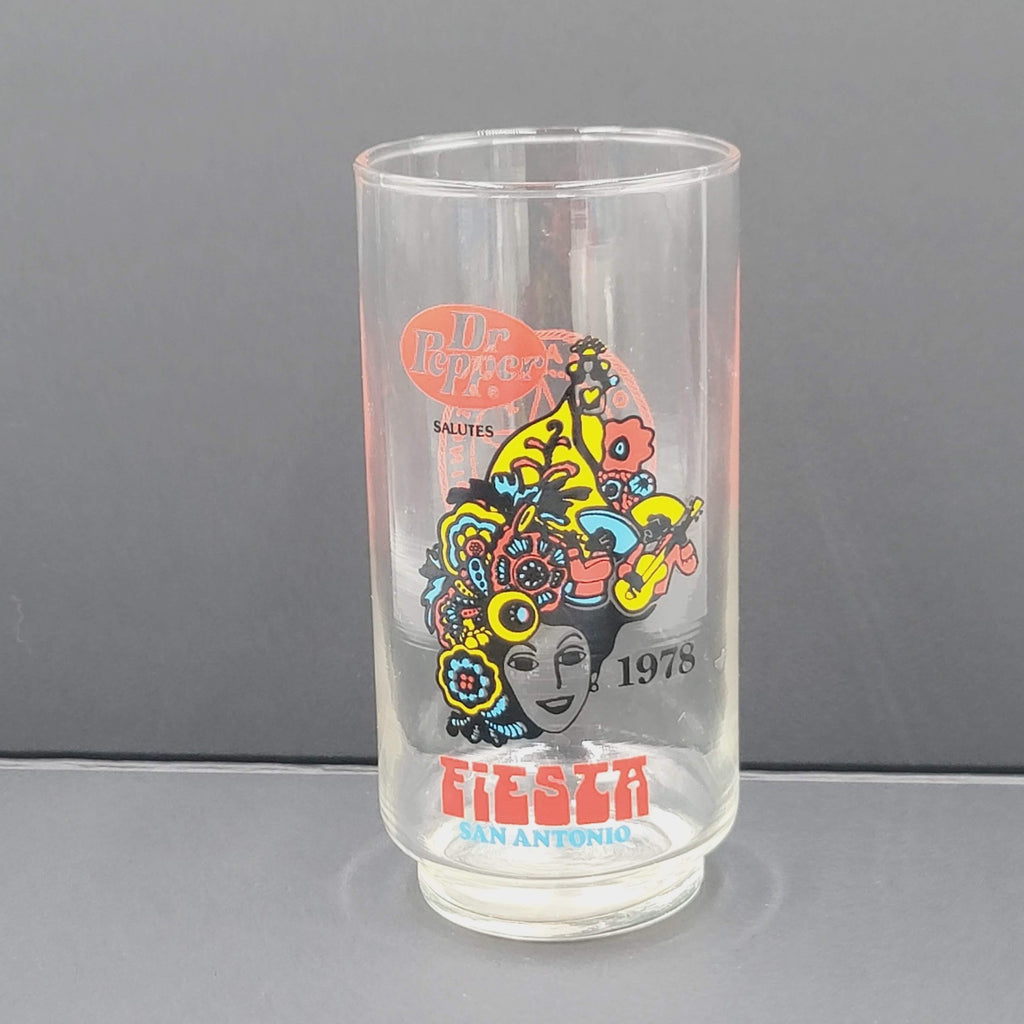 Rare 1978 San Antonio FIESTA Dr Pepper 16 oz Glasses With City Seal 
