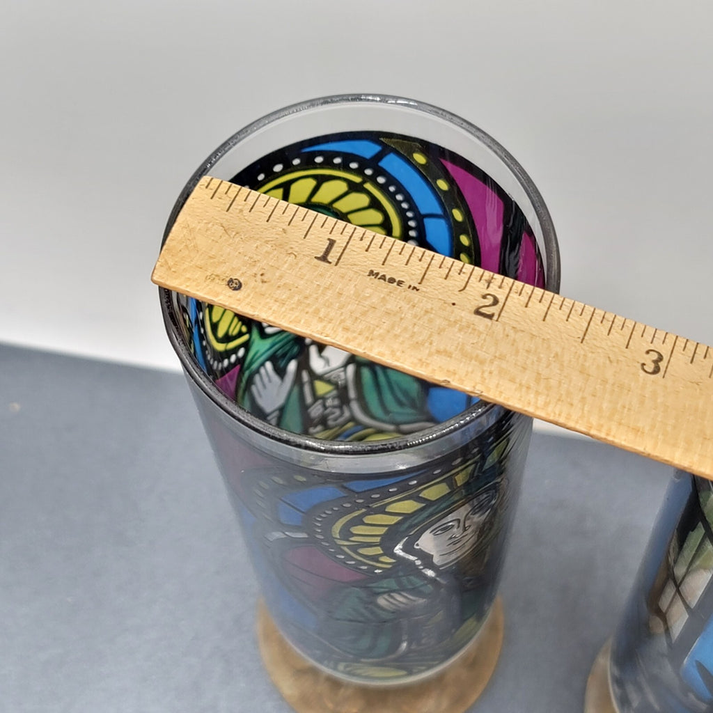 Stained Glass Mosaic Look Candle Holders Brass Base Nu Trend Religious Set of 2