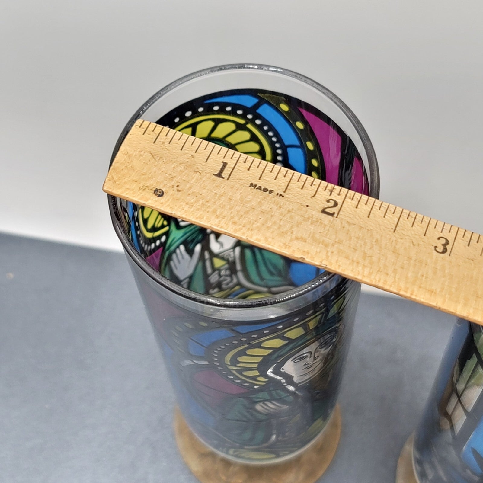 Stained Glass Mosaic Look Candle Holders Brass Base Nu Trend Religious Set of 2