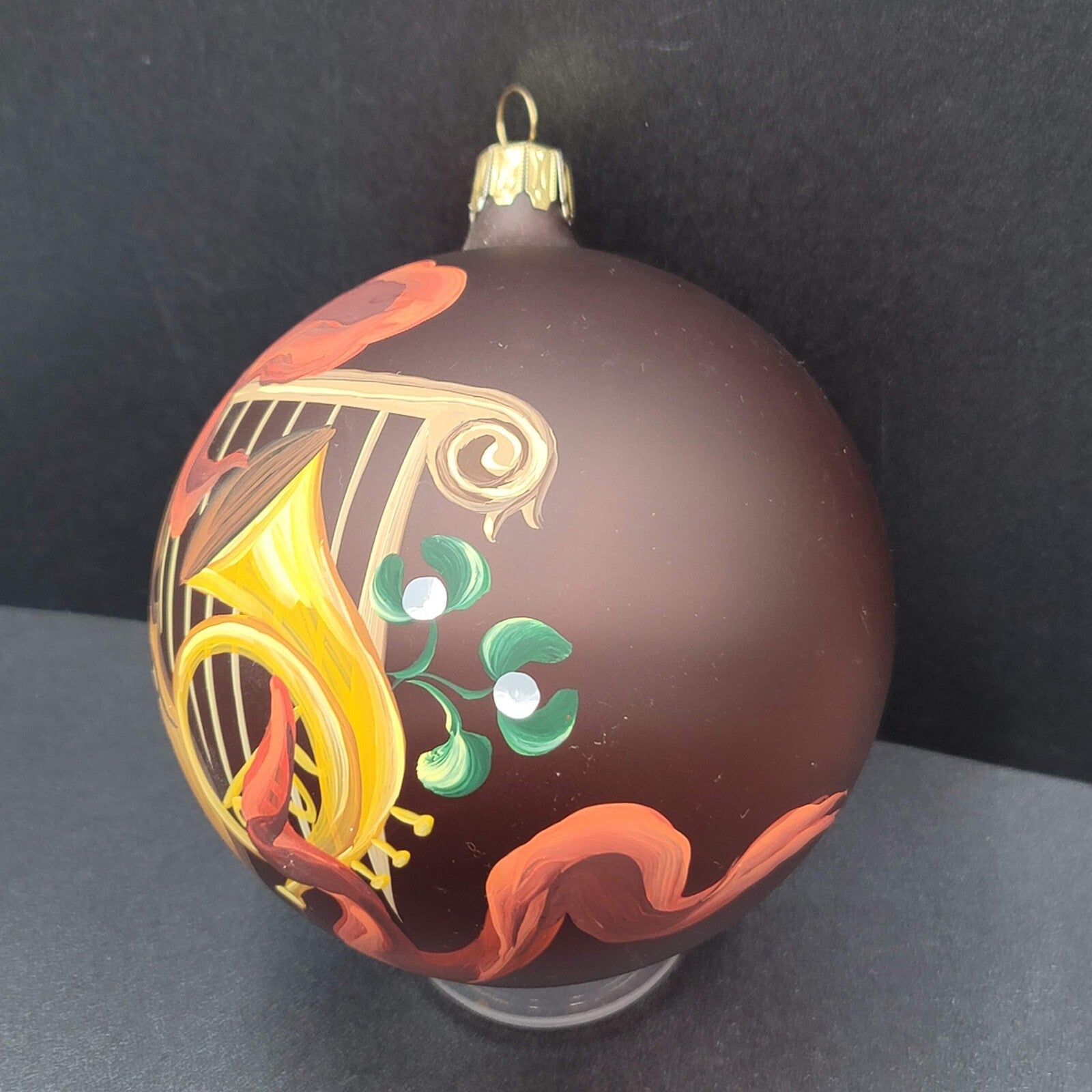 Hand Painted Glass Christmas Ornament Musical Instruments Large 4"