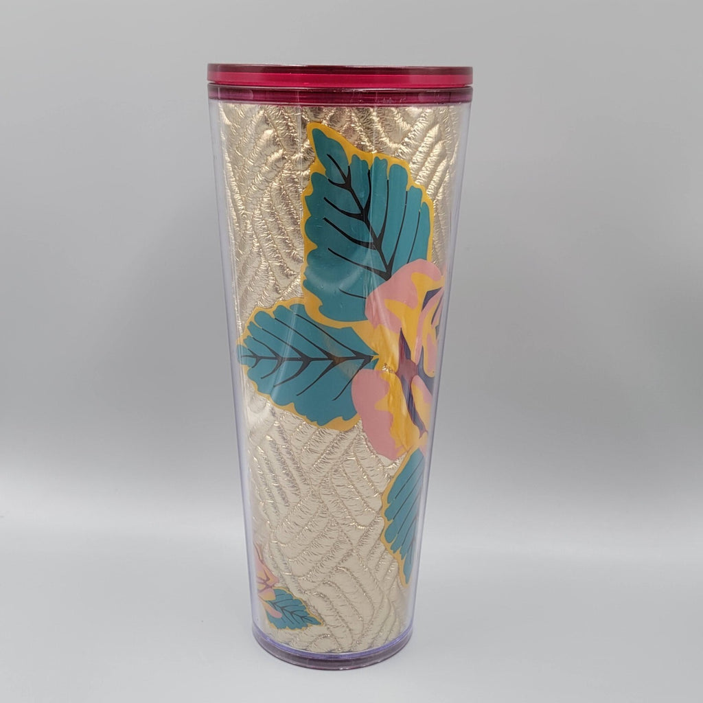 Starbucks Fall 2020 Gold Quilted Rose Venti Tumbler 24 oz Lid Missing Straw