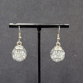 Pierced Earrings Silver tone Loose Clear Rhinestones Filled Sphere Dangle 3/4"