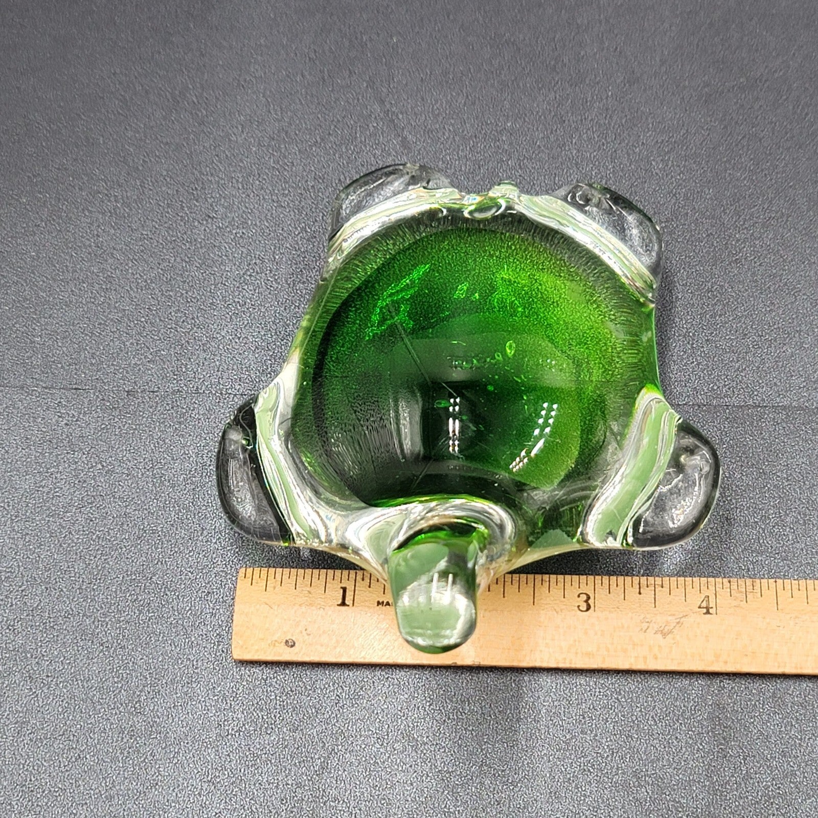 Turtle paperweight hand blown art glass green Murano style figurine