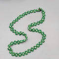 Vintage Green Seed Bead Daisy Necklace DELICATE 16" Estate Costume Jewelry 