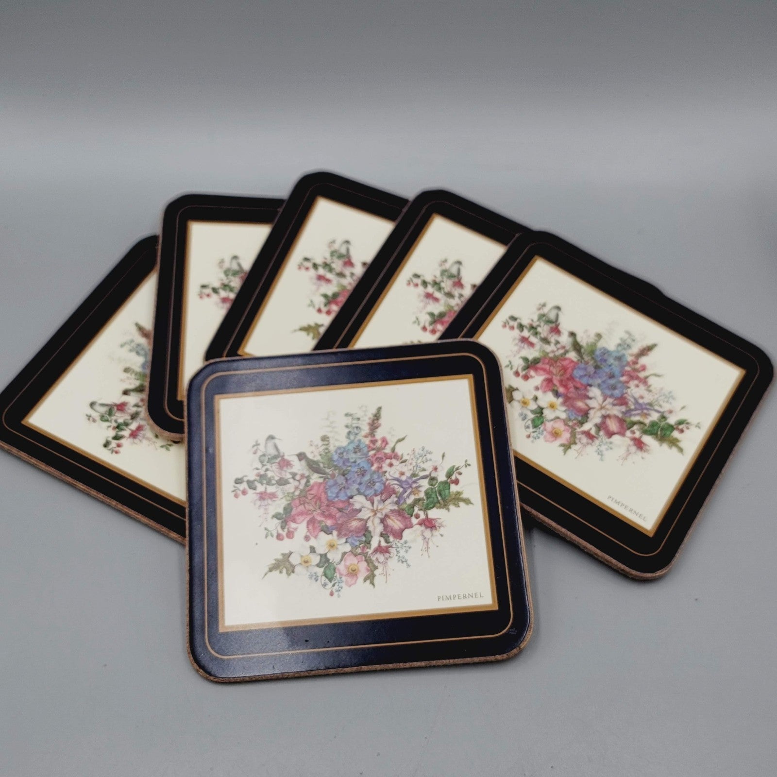 Vintage Pimpernel Birds and Flowers Coasters Made in England Set of 6 NOS