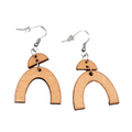 Wood Cut Large Boho Pierced Earrings Silver tone Dangle 1.5 in