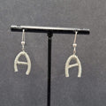 Pierced Earrings Silver tone Wire Wrapped Initial A Dangle 3/4"