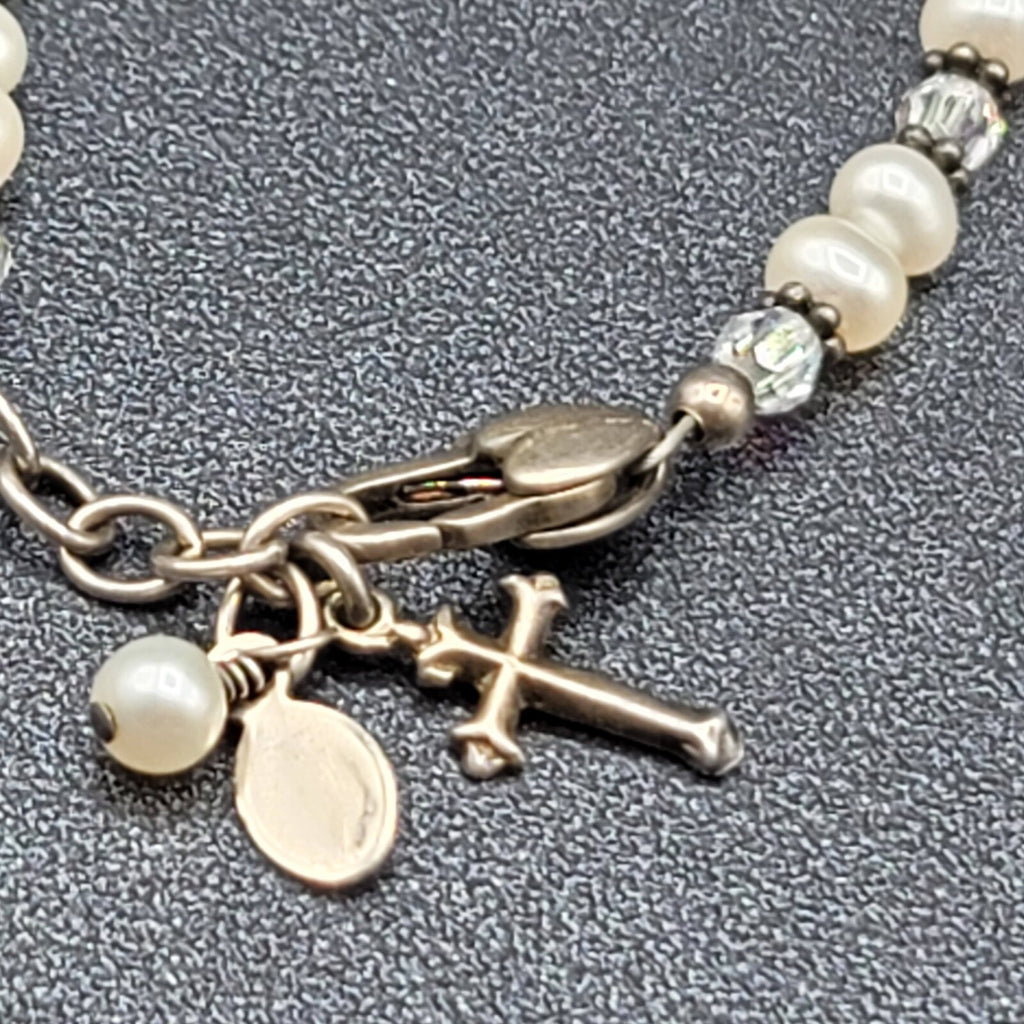 First Holy Communion Confirmation Pearl 925 Sterling Silver Childs Bracelet 6"